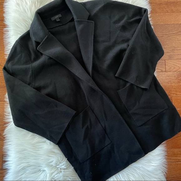 J. Crew Sweaters - J. Crew Open Front Sweater Blazer Black Merino Wool Size X Large Pockets